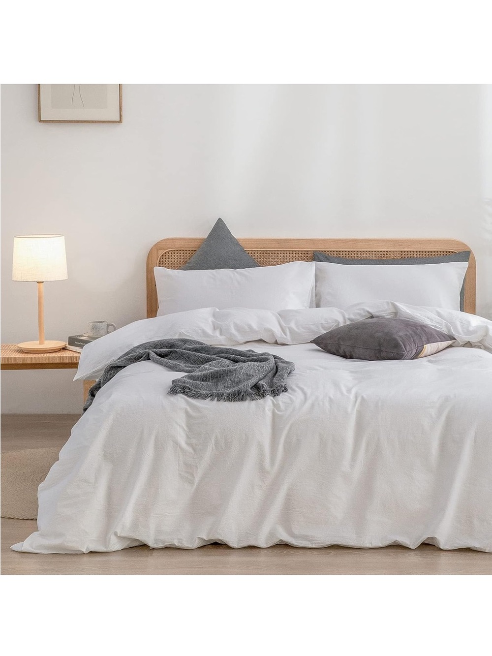 NEW BESTOUCH 100% Washed Cotton Solid Duvet Cover Set Linen Feel Bright. Twin